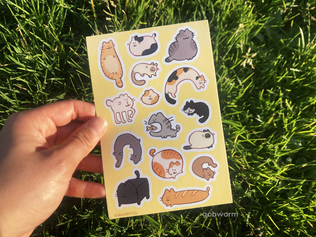 Check Pins Sticker Silly Cat Sticker Sheet – Gobworm