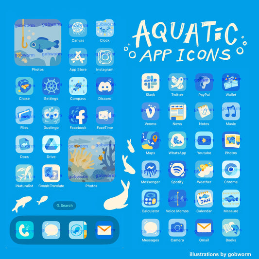 Aquatic App Icons (iOS & Android) (Digital Download)