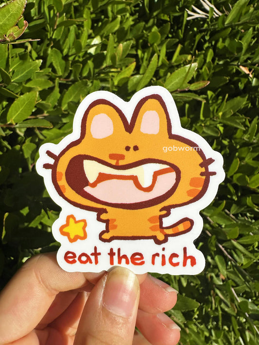 Eat the Rich Cat Sticker