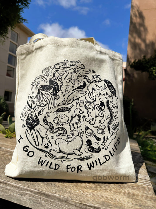 I Go Wild for Wildlife Totebag